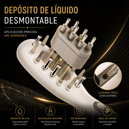 Peine Masajeador Eléctrico EMS con Luz LED Roja y Azul | Vibración, Aplicador de Aceites y Cuidado del Cuero Cabelludo