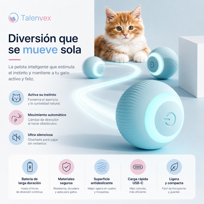Pelota Inteligente Interactiva para Gatos | Juguete Automático Recargable