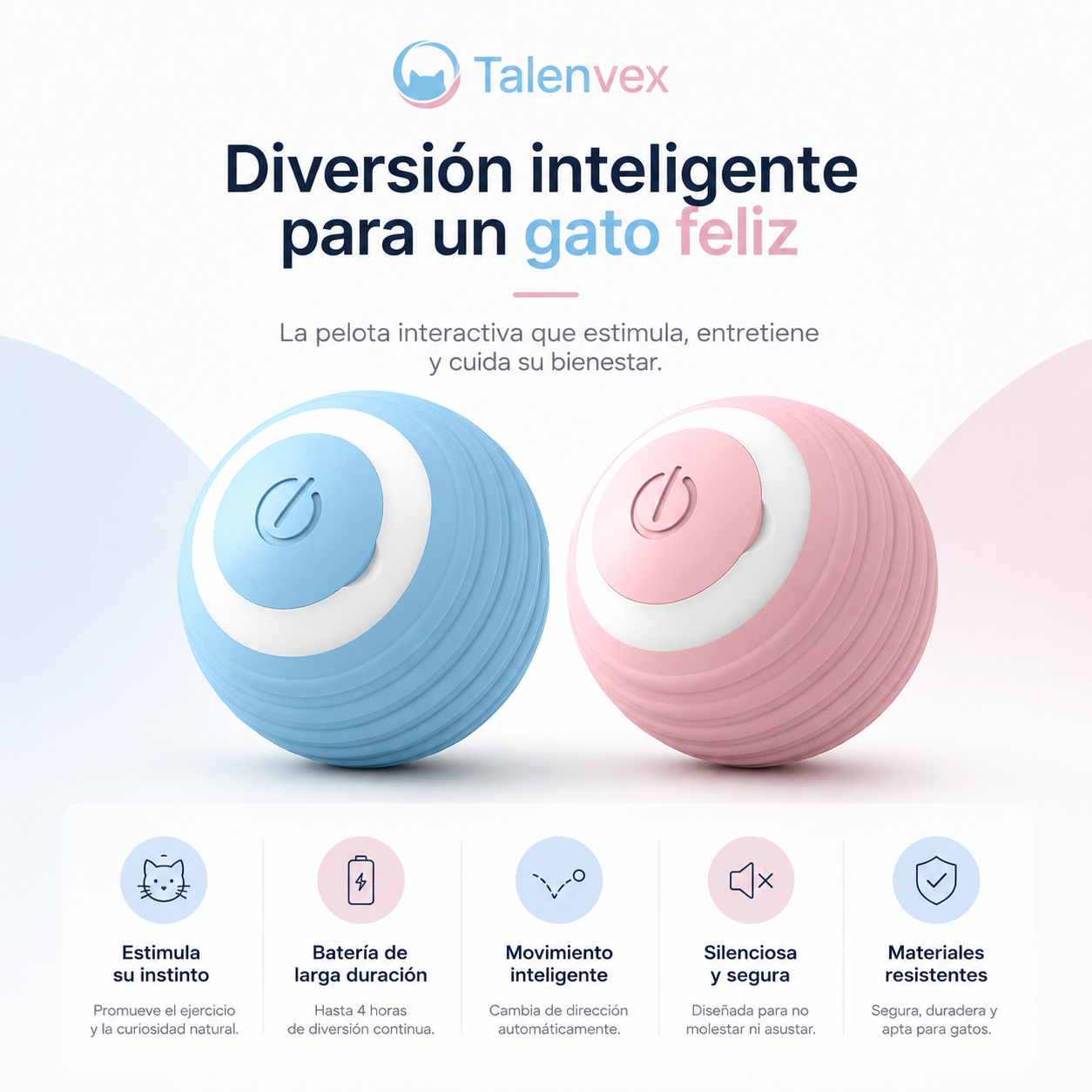Pelota Inteligente Interactiva para Gatos | Juguete Automático Recargable